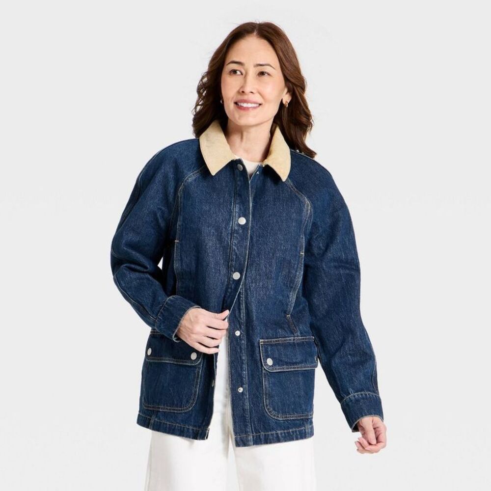 Women's Denim Chore Jacket - Universal Thread Medium Wash S